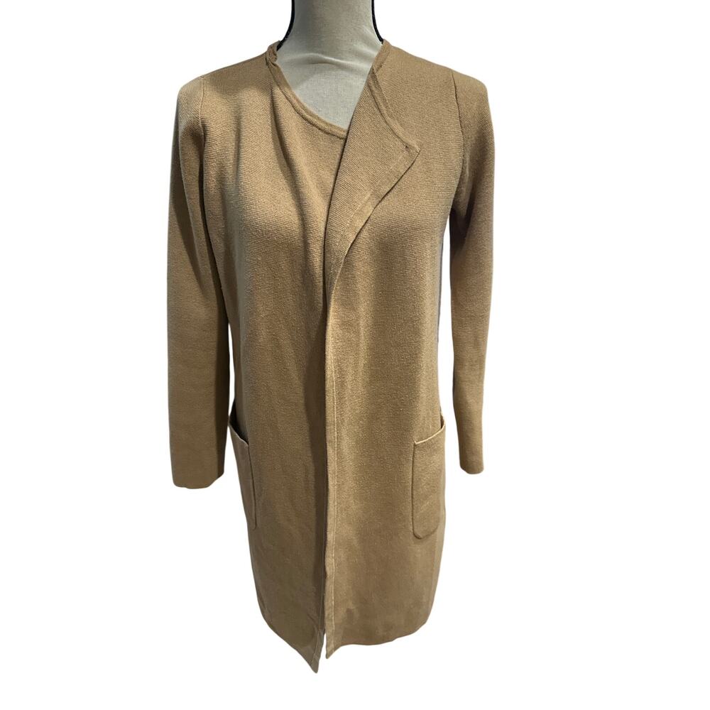 ⭐️ Women’s J. Crew Tan Merino Wool Blend Open Front Cardigan Size XXS